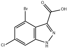 4-溴-6-氯-1H-吲唑-3-甲酸, 887568-39-0, 结构式