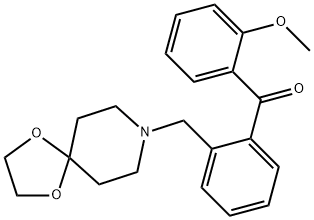 (2-((1,4-二噁烷-8-氮杂螺环并[4.5]癸烷-8-基)甲基)苯基)(2-甲氧基苯基)甲酮, 898755-79-8, 结构式