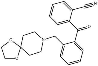 2-(2-((1,4-二噁烷-8-氮杂螺环并[4.5]癸烷-8-基)甲基)苯甲酰基)苯甲腈, 898755-84-5, 结构式