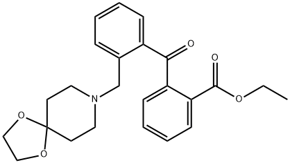 2-(2-((1,4-二噁烷-8-氮杂螺环并[4.5]癸-8-基)甲基)苯甲酰基)苯甲酸乙酯, 898755-89-0, 结构式