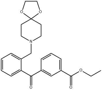 4-(2-((1,4-二噁烷-8-氮杂螺环并[4.5]癸烷-8-基)甲基)苯甲酰基)苯甲腈, 898755-87-8, 结构式