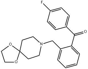 (2-((1,4-二噁烷-8-氮杂螺环并[4.5]癸烷-8-基)甲基)苯基)(4-氟苯基)甲酮, 898756-05-3, 结构式