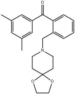 (2-((1,4-二噁烷-8-氮杂螺环并[4.5]癸烷-8-基)甲基)苯基)(3,5-二甲基苯基)甲酮, 898756-15-5, 结构式