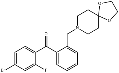 (2-((1,4-二噁烷-8-氮杂螺环并[4.5]癸烷-8-基)甲基)苯基)(4-溴-2-氟苯基)甲酮, 898756-36-0, 结构式