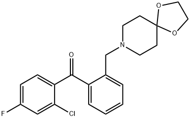 (2-((1,4-二噁烷-8-氮杂螺环并[4.5]癸烷-8-基)甲基)苯基)(2-氯-4-氟苯基)甲酮, 898756-39-3, 结构式