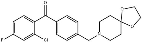 (4-((1,4-二噁烷-8-氮杂螺环并[4.5]癸烷-8-基)甲基)苯基)(2-氯-4-氟苯基)甲酮, 898758-19-5, 结构式