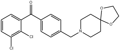 (4-((1,4-二噁烷-8-氮杂螺环并[4.5]癸烷-8-基)甲基)苯基)(2,3-二氯苯基)甲酮, 898758-28-6, 结构式