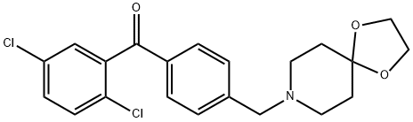 (4-((1,4-二噁烷-8-氮杂螺环并[4.5]癸烷-8-基)甲基)苯基)(2,5-二氯苯基)甲酮, 898758-34-4, 结构式