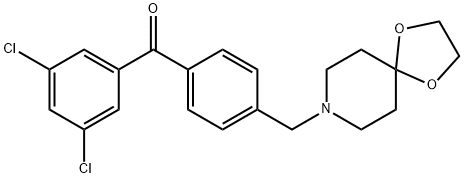 (4-((1,4-二噁烷-8-氮杂螺环并[4.5]癸烷-8-基)甲基)苯基)(3,5-二氯苯基)甲酮, 898758-40-2, 结构式