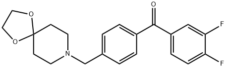 (4-((1,4-二噁烷-8-氮杂螺环并[4.5]癸烷-8-基)甲基)苯基)(3,4-二氟苯基)甲酮, 898758-46-8, 结构式