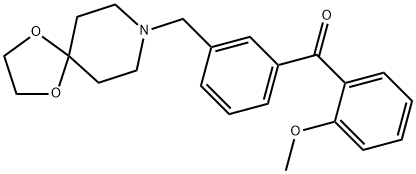 (3-((1,4-二噁烷-8-氮杂螺环并[4.5]癸烷-8-基)甲基)苯基)(2-甲氧基苯基)甲酮, 898761-38-1, 结构式