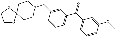 (3-((1,4-二噁烷-8-氮杂螺环并[4.5]癸烷-8-基)甲基)苯基)(3-甲氧基苯基)甲酮, 898761-41-6, 结构式