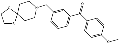 (3-((1,4-二噁烷-8-氮杂螺环并[4.5]癸烷-8-基)甲基)苯基)(4-甲氧基苯基)甲酮, 898761-44-9, 结构式