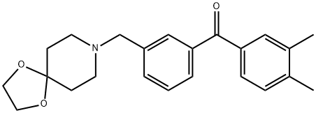 (3-((1,4-二噁烷-8-氮杂螺环并[4.5]癸烷-8-基)甲基)苯基)(3,4-二甲基苯基)甲酮, 898761-89-2, 结构式