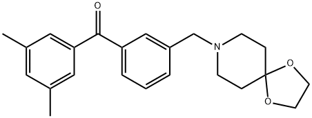 (3-((1,4-二噁烷-8-氮杂螺环并[4.5]癸烷-8-基)甲基)苯基)(3,5-二甲基苯基)甲酮, 898761-91-6, 结构式