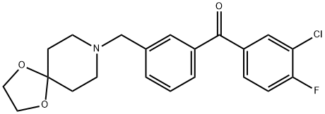 (3-((1,4-二噁烷-8-氮杂螺环并[4.5]癸烷-8-基)甲基)苯基)(3-氯-4-氟苯基)甲酮, 898761-97-2, 结构式