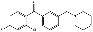 (2-氯-4-氟苯基)(3-(硫代吗啉甲基)苯基)甲酮, 898763-55-8, 结构式