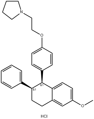 CIS-1-[2-[4-(1,2,3,4-四氢-6-甲氧基-2-苯基-1-萘基)苯氧基]乙基]吡咯烷盐酸盐, 22845-53-0, 结构式