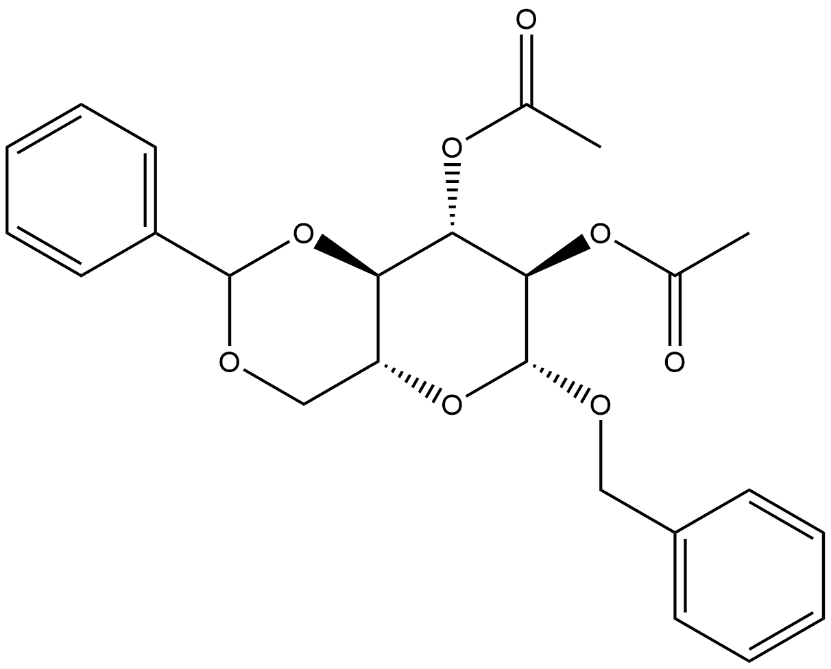 苄基2,3-二-O-乙酰基-4,6-O-亚苄基-Β-D-吡喃葡萄糖苷, 22893-77-2, 结构式