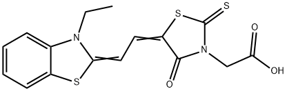 [5-[2-(3-乙基-3H-苯并噻唑-2-亚基)乙亚基]-4-氧代-2-硫酮噻唑烷-3-基]乙酸, 25962-03-2, 结构式