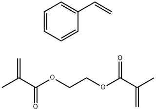 2-甲基-2-丙烯酸-1,2-乙二醇酯与乙烯基苯的聚合物, 26376-90-9, 结构式