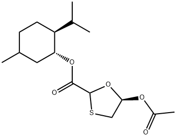 L-Menthol-5-(acetyloxy)-1,3-oxathiolane-2-carboxylate, 200396-20-9, 结构式