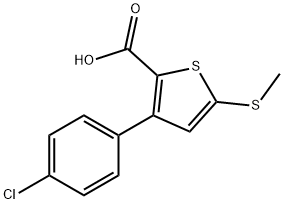 3-(4-氯苯基)-5-(甲硫基)-2-噻吩羧酸, 203189-46-2, 结构式