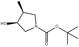 (3S,4S)-3-羟基-4-甲基吡咯烷-1-羧酸叔丁酯, 216062-10-1, 结构式