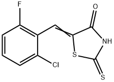 (5E)-5-[(2-氯-6-氟-苯基)亚甲基]-2-硫基亚甲基-1,3-四氢噻唑-4-酮, 217316-44-4, 结构式