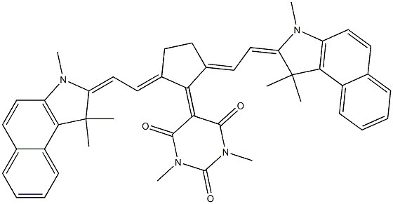 1,3-二甲基-5-((2E,5E)-2-((E)-2-(1,1,3-三甲基-1,3-二氢-2H-苯并[E]吲哚-2-吲哚啉)乙烯基)-5-((Z)-2-(1,1,3-三甲基-1,3-二氢-2H-苯并[E]吲哚-2-吲哚啉)乙烯基)环戊烯基, 219537-53-8, 结构式