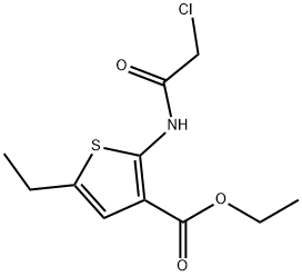 2-(2-氯乙烷酰基氨基)-5-乙基-噻吩-3-甲酸乙酯, 219620-46-9, 结构式