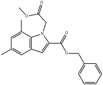 苯甲基 1-(2-甲氧基-2-氧亚基乙基)-5,7-二甲基-1H-吲哚-2-甲酸基酯, 221674-51-7, 结构式