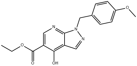 4-羟基-1-(4-甲氧基苄基)-1H-吡唑并[3,4-B]吡啶-5-羧酸乙酯, 227617-15-4, 结构式