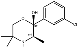 REL-(2R,3R)-2-(3-氯苯基)-3,5,5-三甲基吗啉-2-醇, 233600-52-7, 结构式