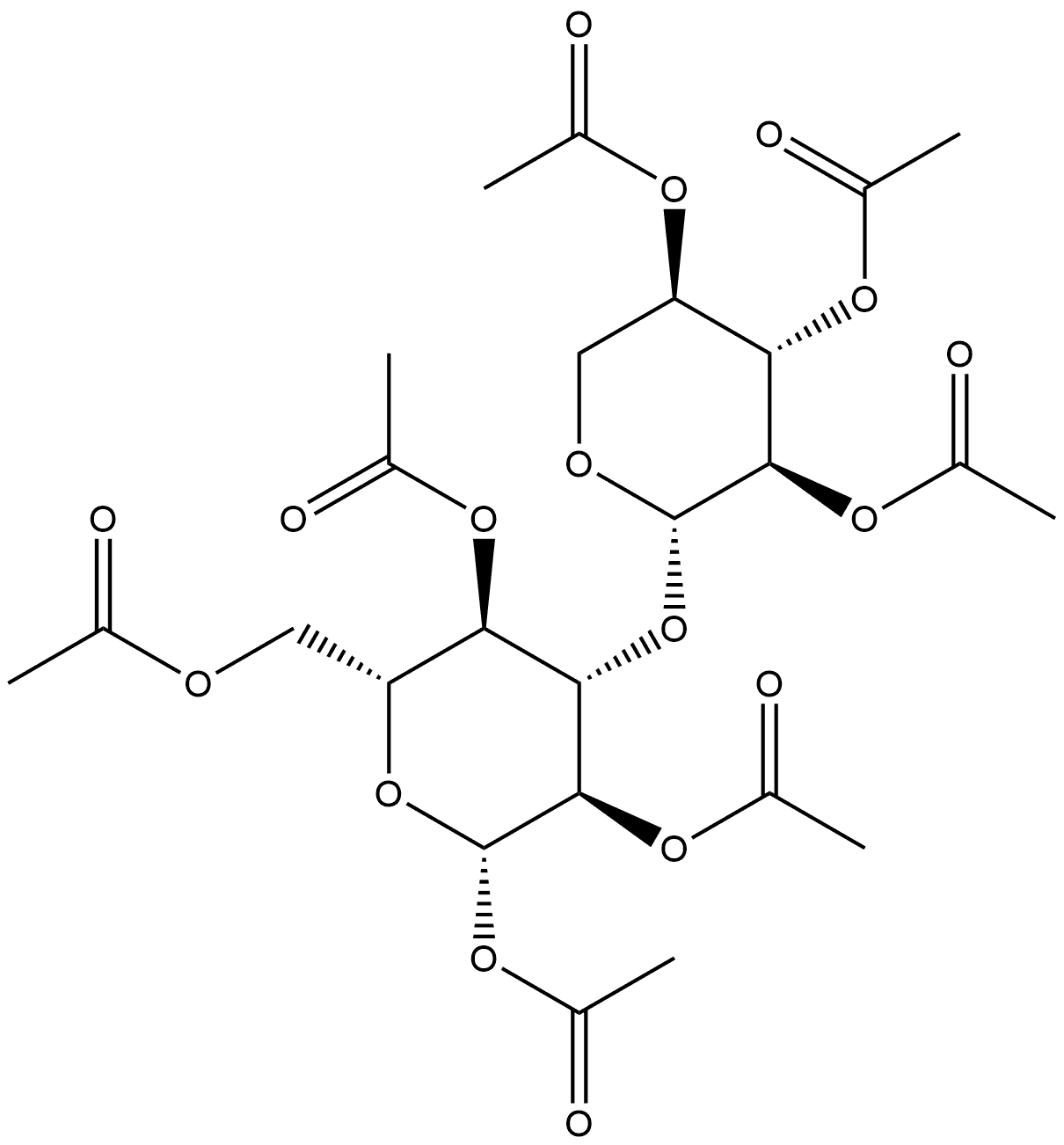 1,2,4,6四-O-乙酰基-3-O-(2,3,4-三-O-乙酰基Β-D-D-吡喃木糖基)-Β-D-D-吡喃葡萄糖, 243454-98-0, 结构式
