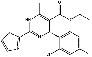 (R)-4-(2-氯-4-氟苯基)-6-甲基-2-(2-噻唑基)-1,4-二氢嘧啶-5-甲酸乙酯, 247037-81-6, 结构式