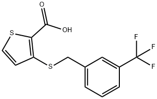 3-((3-(三氟甲基)苄基)硫代)噻吩-2-羧酸, 251096-78-3, 结构式