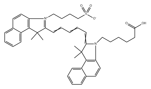 4-(2-(5-(3-(5-羧基戊基)-1,1-二甲基-1H-苯并[E]吲哚-2(3H)-亚基)戊-1,3-二烯-1-基)-1,1-二甲基-1H-苯并[E]吲哚-3-鎓-3-基)丁烷-1-磺酸, 251102-88-2, 结构式