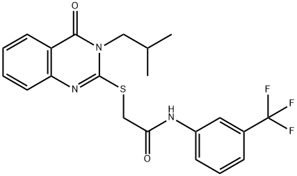 2-((3-異丁基-4-氧代-3,4-二氫喹唑啉-2-基)硫代)-N-(3-(三氟甲基)苯基)乙酰胺, 255865-22-6, 結(jié)構(gòu)式