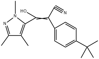 4-(1,1-Dimethylethyl)-α-[hydroxy(1,3,4-trimethyl-1H-pyrazol-5-yl)methylene]benzeneaceto<i></i>nitrile (E/Z mixture), 264272-46-0, 结构式