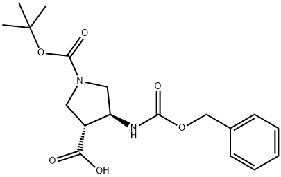 (3R,4S)-1-BOC-4-CBZ-氨基-3-吡咯烷羧酸, 267230-43-3, 结构式