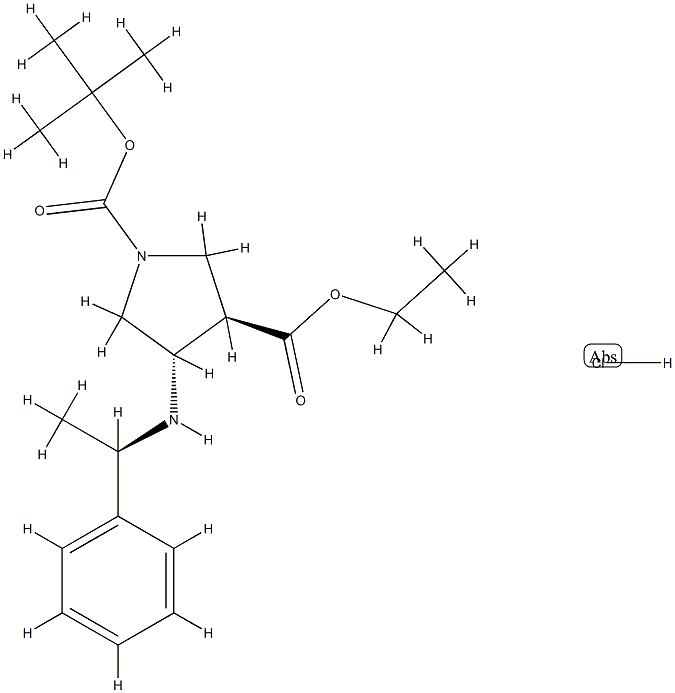 (3R,4S)-1-叔丁基4 - (((R)-1-苯基乙基)氨基)吡咯烷-1,3-二羧酸盐酸盐, 267230-41-1, 结构式