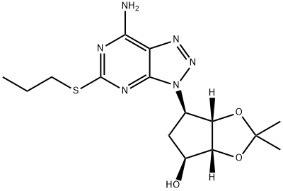 (3AR,4S,6R,6AS)-6-[7-氨基-5-(丙硫基)-3H-1,2,3-三氮唑并[4,5-D]嘧啶-3-基]四氢-2,2-二甲基-4H-环戊烯并-1,3-二恶茂-4-醇, 274693-22-0, 结构式