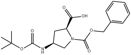 (2S,4S)-4-叔丁氧基羰基氨基吡咯烷-1,2-二羧酸 1-苄酯, 281666-44-2, 结构式