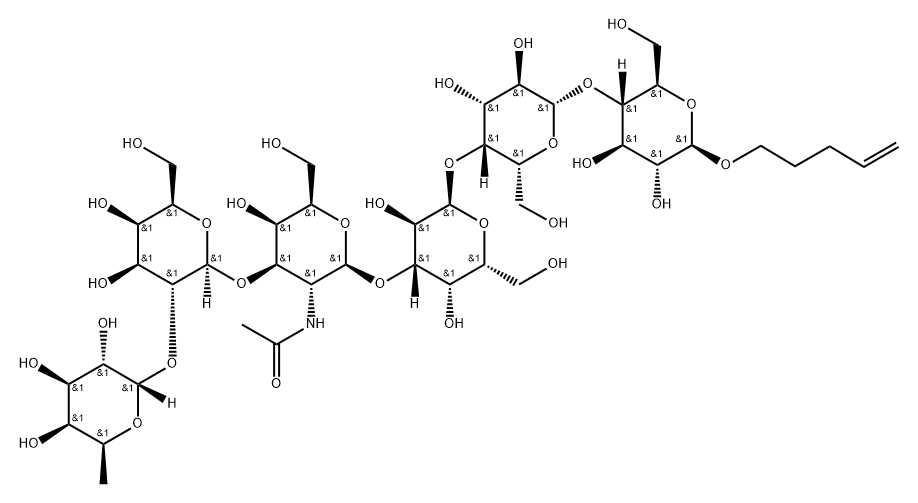 4-戊烯基 O-6-脱氧-ALPHA-L-吡喃半乳糖基-(1-2)-O-BETA-D-吡喃半乳糖基-(1-3)-O-2-(乙酰氨基)-2-脱氧-BETA-D-吡喃半乳糖基-(1-3)-O-ALPHA-D-吡喃半乳糖基-(1-4)-O-BETA-D-吡喃半乳糖基-(1-4)-BETA-D-吡喃葡萄糖苷, 284663-02-1, 结构式