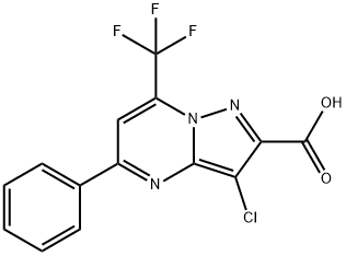 3-氯-5-苯基-7-(三氟甲基)-2-吡唑[1,5-A]嘧啶羧酸, 299405-80-4, 结构式