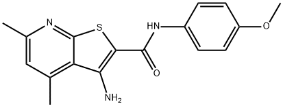 3-氨基-N-(4-甲氧基苯基)-4,6-二甲基噻吩并[2,3-B]吡啶-2-甲酰胺, 299464-83-8, 結構式