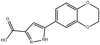 3-(2,3-二氢-1,4-苯并二噁英-6-基)-1H-吡唑-5-羧酸, 299936-54-2, 结构式