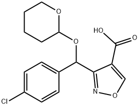 3-[(4-氯苯基)[(2-四氢吡喃基)氧基]甲基]异噁唑-4-甲酸, 2006277-13-8, 结构式