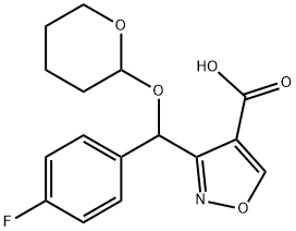 3-[(4-氟苯基)[(2-四氢吡喃基)氧基]甲基]异噁唑-4-甲酸, 2006277-64-9, 结构式